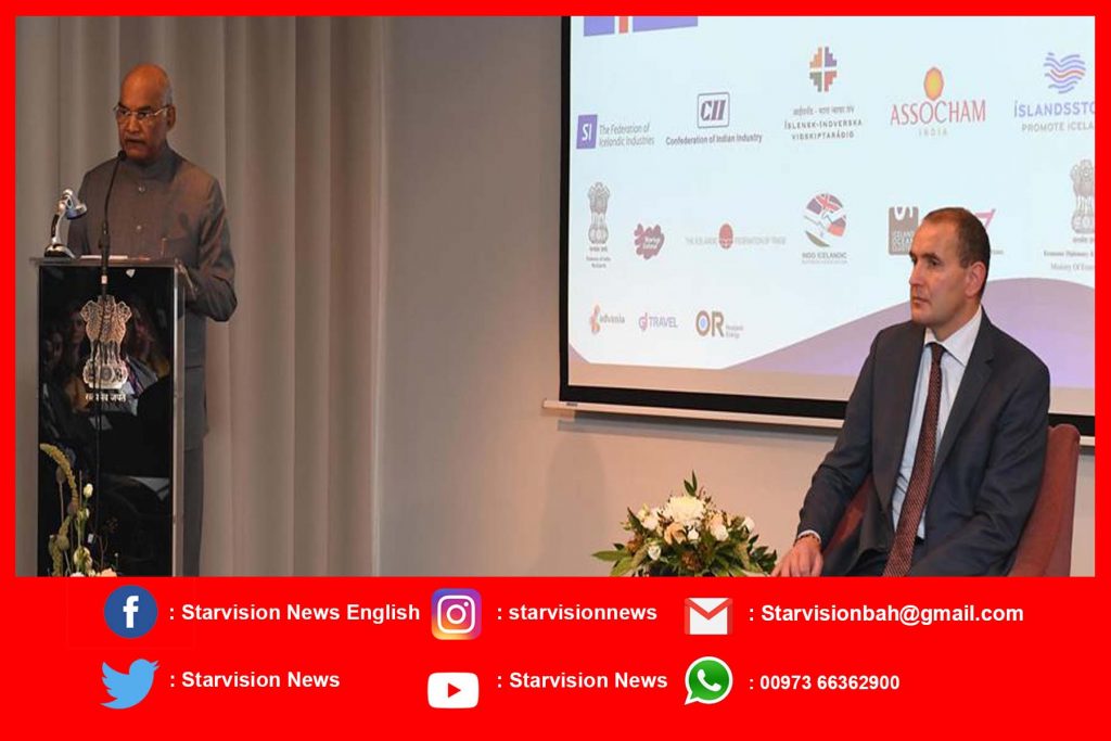 Indian President Ram Nath Kovind reacts on the rapid melting of snow