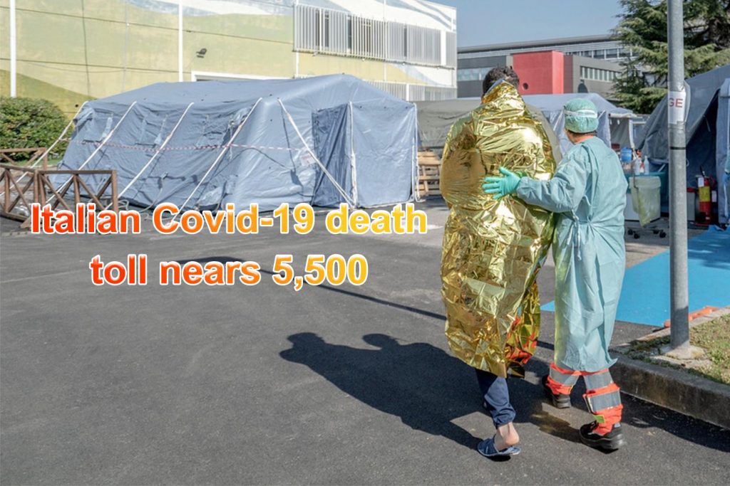 Italian Covid-19 death toll nears 5,500
