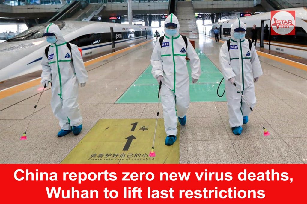 China reports zero new virus deaths; Wuhan to lift last restrictions