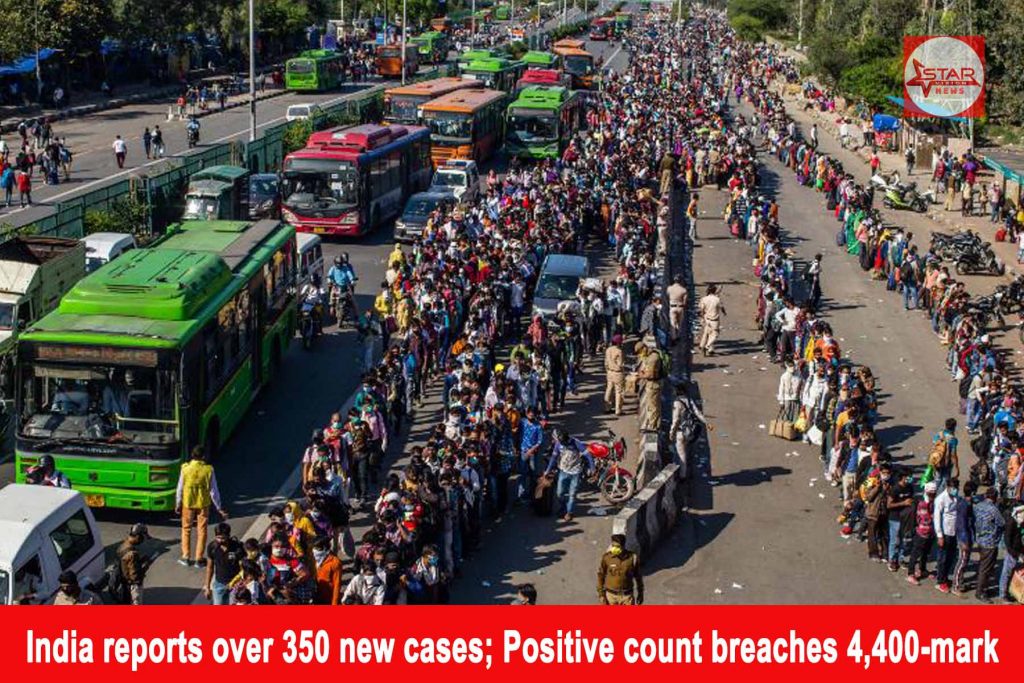 India reports over 350 new cases; Positive count breaches 4,400-mark
