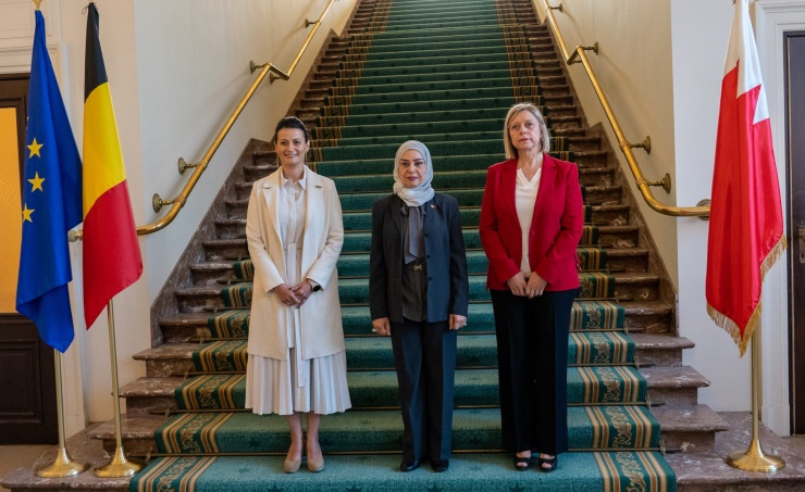Speaker reviews Bahraini achievements at all levels with Belgian speaker and senate president