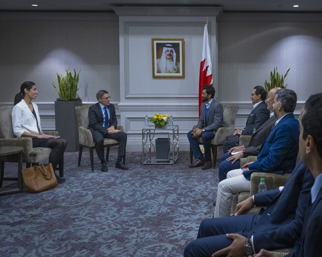 Nasser bin Hamad Discusses Ways of Cooperation with Chollet, Counselor of the US Department of State