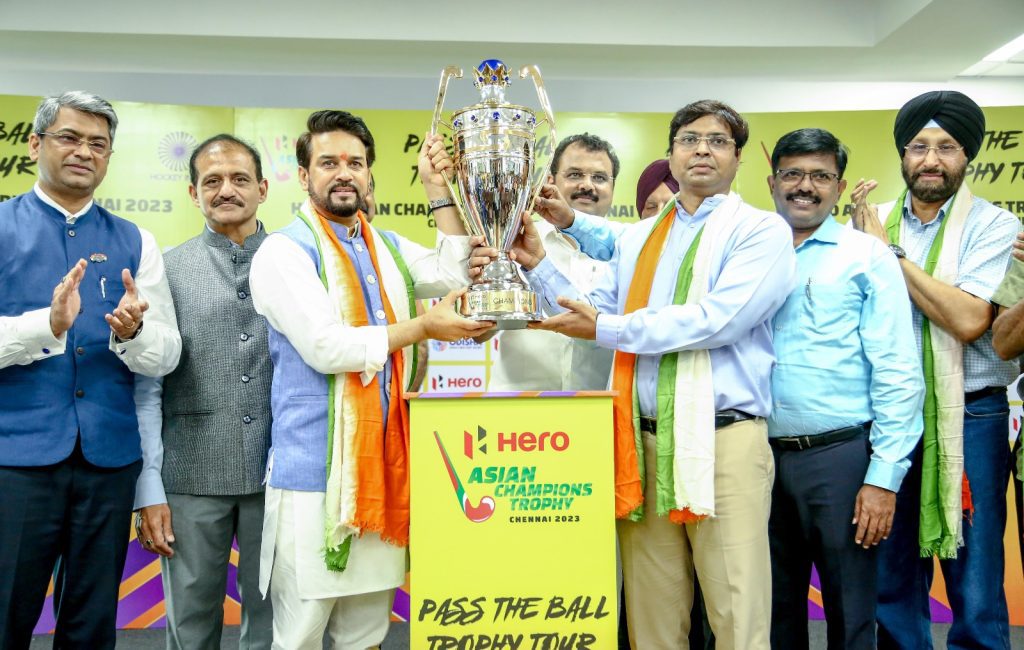 hockey:-anurag-thakur-unveils-trophy-for-asian-champions-trophy-chennai-2023