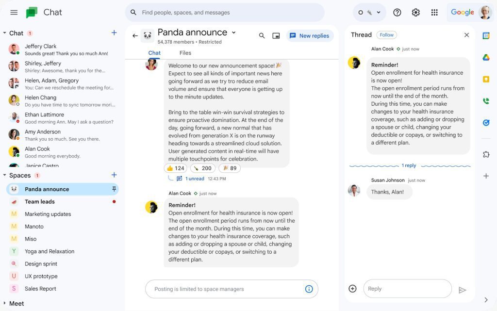 Google introduces in-line replies within announcement spaces in Chat google-introduces-in-line-replies-within-announcement-spaces-in-chat