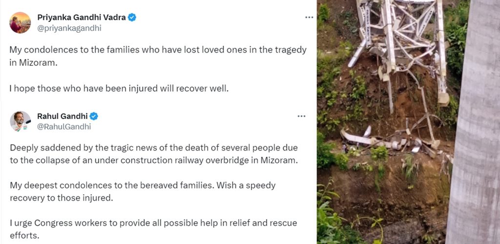 Rahul, Priyanka mourn deaths in Mizoram bridge collapse rahul,-priyanka-mourn-deaths-in-mizoram-bridge-collapse