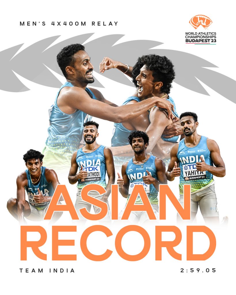 world-athletics-championships:-indian-men’s-4×400-relay-team-sets-asian-record-to-qualify-for-final