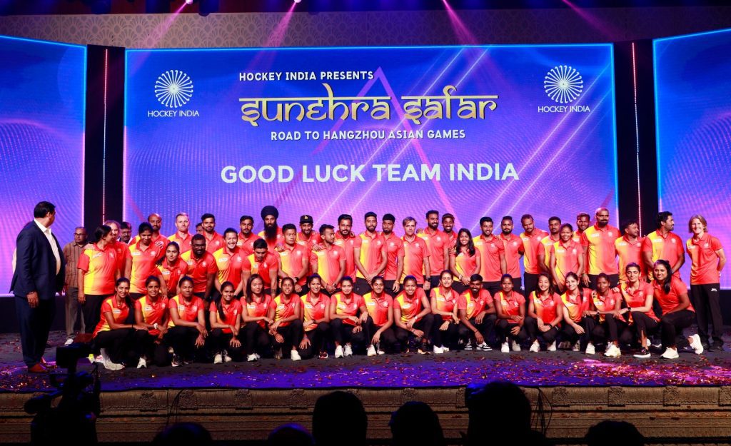 hockey-india-felicitates-hangzhou-asian-games-bound-men’s-and-women’s-hockey-teams