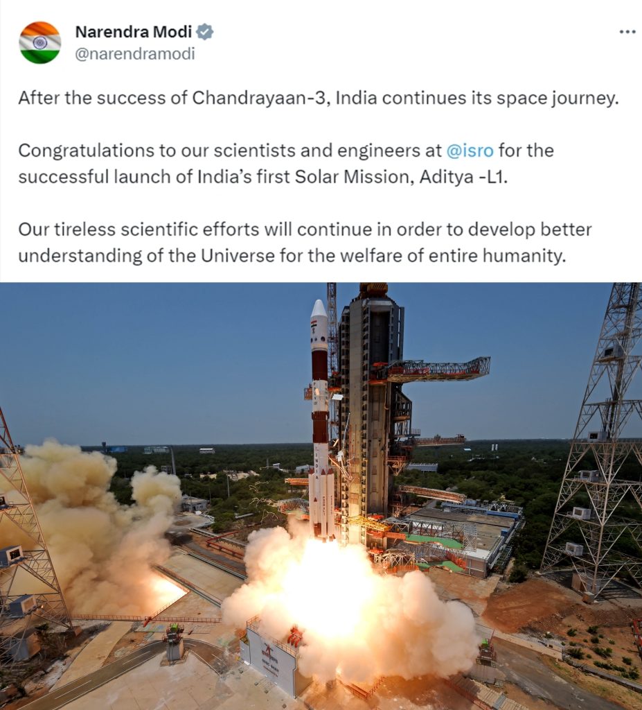 pm-modi-congratulates-isro-on-successful-launch-of-india’s-solar-mission