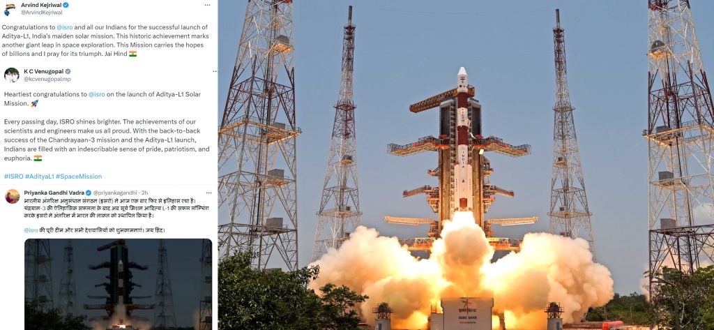 kejriwal,-priyanka-gandhi-congratulate-isro-for-successful-launch-of-india’s-first-solar-mission-aditya-l1