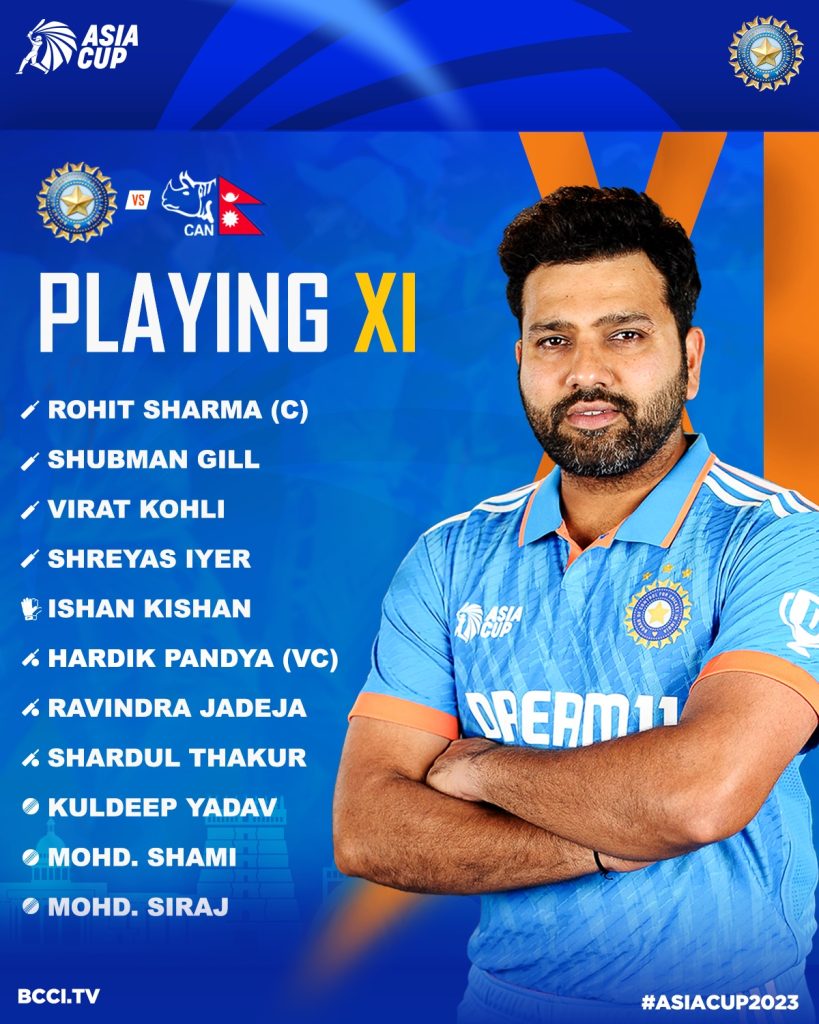 asia-cup:-shami-replaces-bumrah-as-india-win-toss,-elect-to-bowl-first-against-nepal