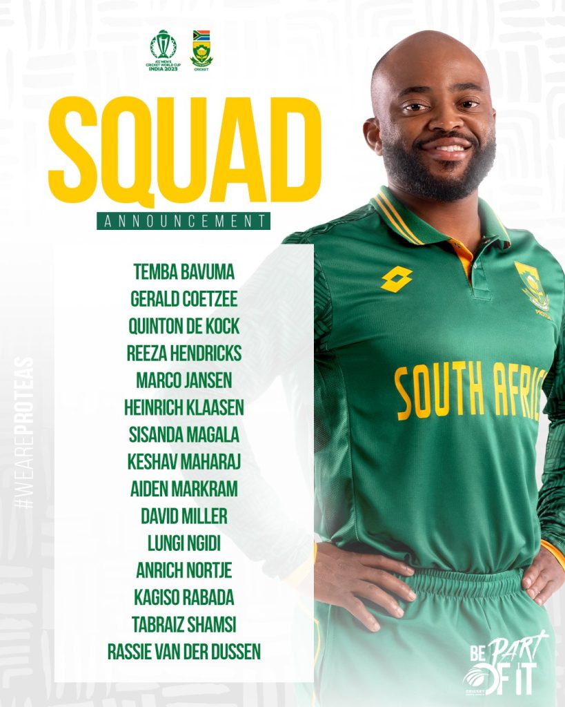 south-africa-announce-15-man-squad-with-eight-world-cup-debutants;-temba-to-lead