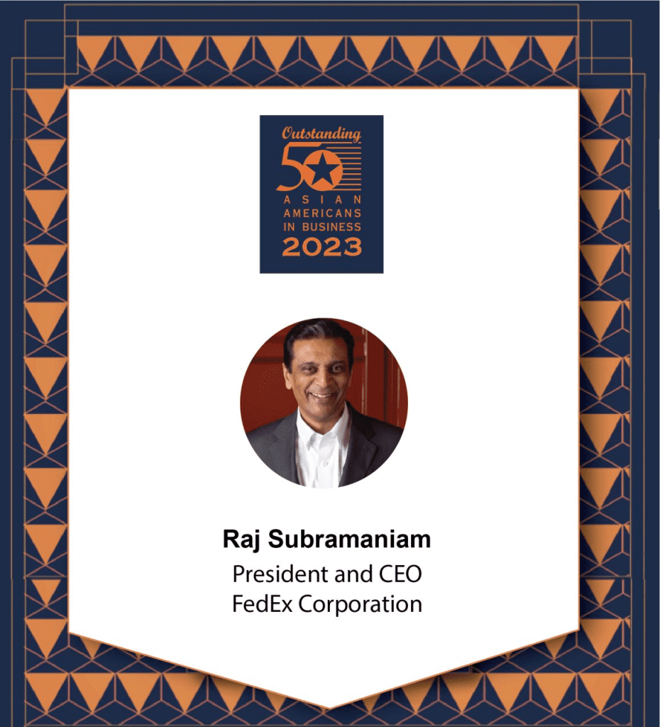 India-born FedEx CEO Raj Subramaniam wins top biz award for Asian Americans india-born-fedex-ceo-raj-subramaniam-wins-top-biz-award-for-asian-americans