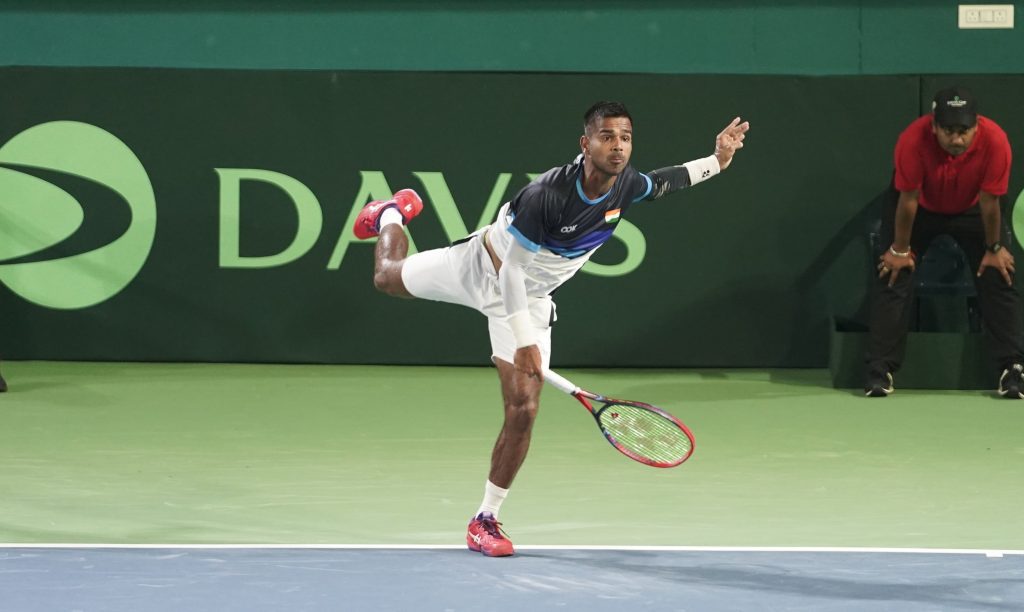 Davis Cup: Nagal leads India’s fightback against Morocco after Sasikumar concedes due to cramps (Ld) davis-cup:-nagal-leads-india’s-fightback-against-morocco-after-sasikumar-concedes-due-to-cramps-(ld)