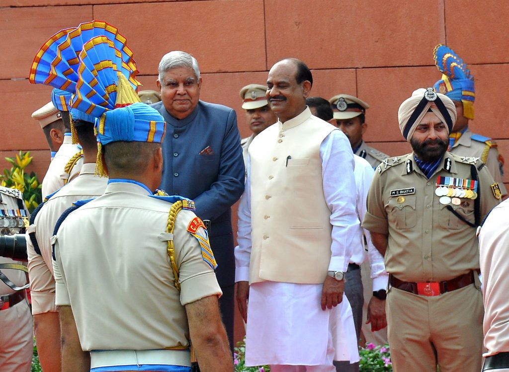 v-p-dhankhar-hoists-national-flag-at-new-parliament-building,-dubs-it-‘historic-moment’