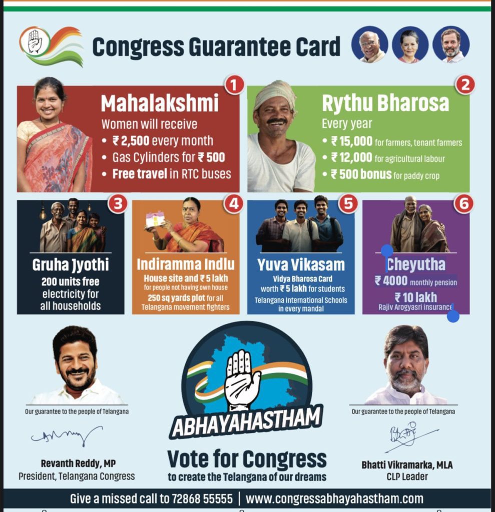 congress-announces-six-guarantees-for-telangana