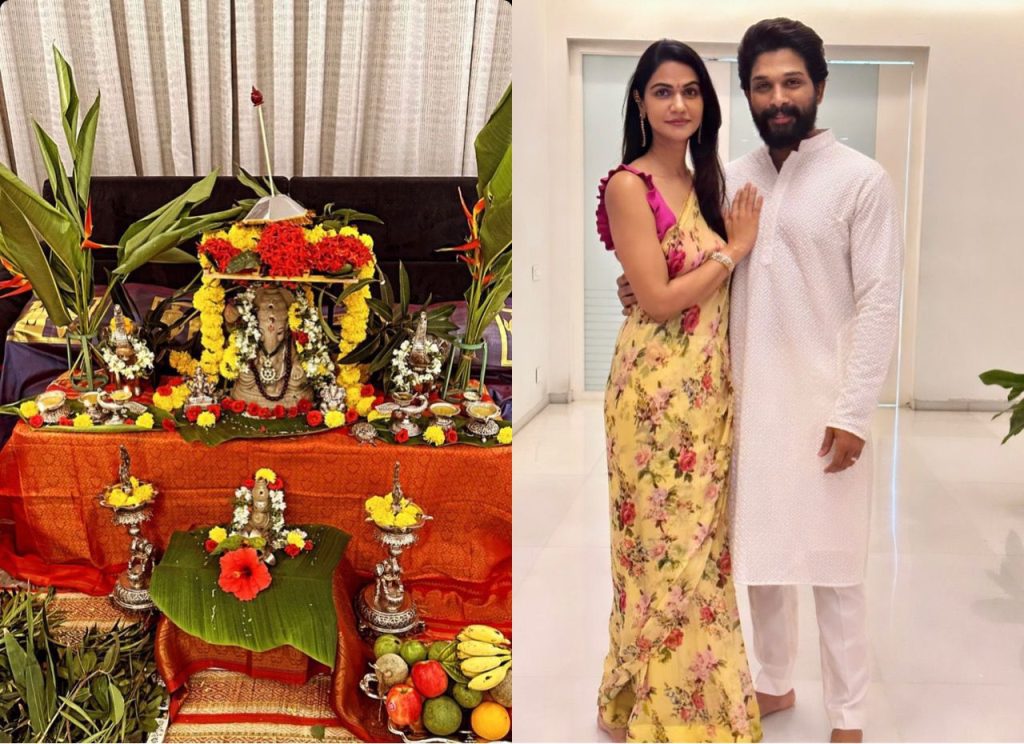Allu Arjun poses with wife Sneha as he shares glimpse of Ganesh Chaturthi celebration allu-arjun-poses-with-wife-sneha-as-he-shares-glimpse-of-ganesh-chaturthi-celebration