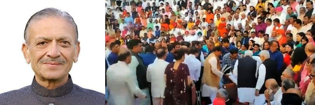 BJP RS member Narhari Amin faints during photo session in Parliament bjp-rs-member-narhari-amin-faints-during-photo-session-in-parliament