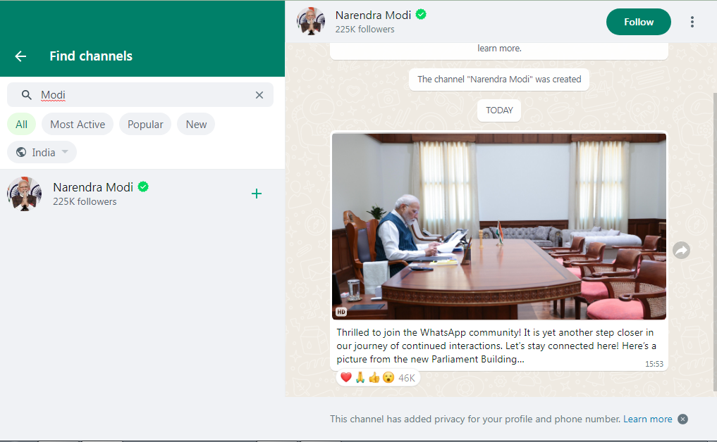 pm-joins-whatsapp-channels,-shares-excitement-with-users