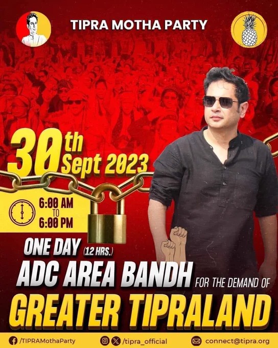 TMP calls 12-hr bandh on Sep 30 to press for ‘Greater Tipraland’ demand tmp-calls-12-hr-bandh-on-sep-30-to-press-for-‘greater-tipraland’-demand