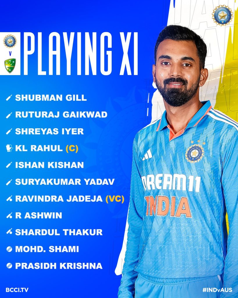 2nd-odi:-prasidh-replaces-rested-bumrah;-johnson-to-debut-as-smith-captained-australia-win-toss,-elect-to-bowl-against-india