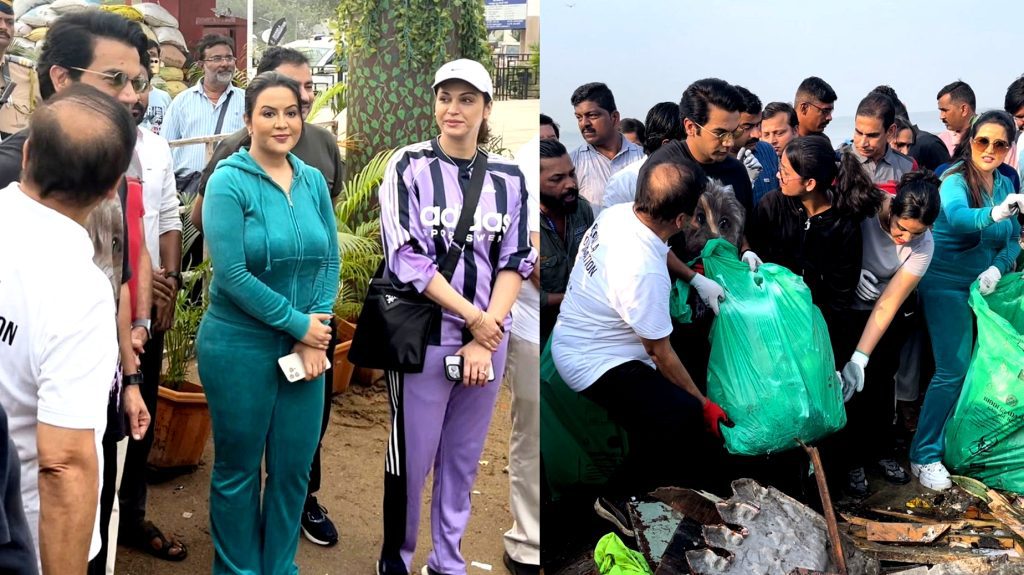 rajkummar-rao,-isha-koppikar,-amruta-fadnavis-lead-beach-clean-up
-drive-after-ganpati-visarjan