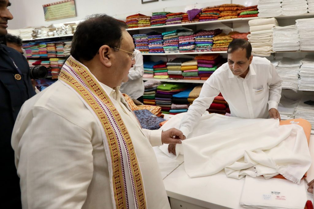 on-gandhi-jayanti,-nadda-buys-khadi-clothes