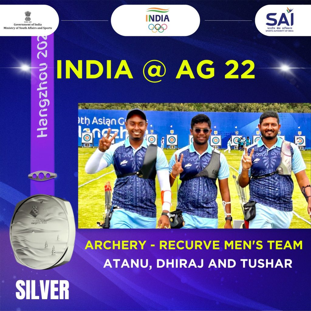 asian-games:-india-bag-silver-medal,-lose-to-south-korea-1-5-in-final-of-men’s-recurve-team-event