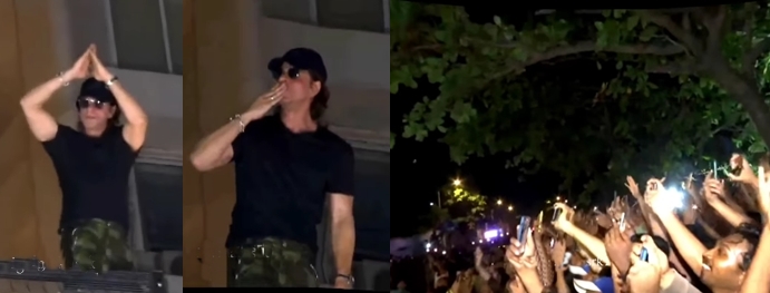 SRK greets, blows kisses at fans outside Mannat on 58th birthday eve srk-greets,-blows-kisses-at-fans-outside-mannat-on-58th-birthday-eve