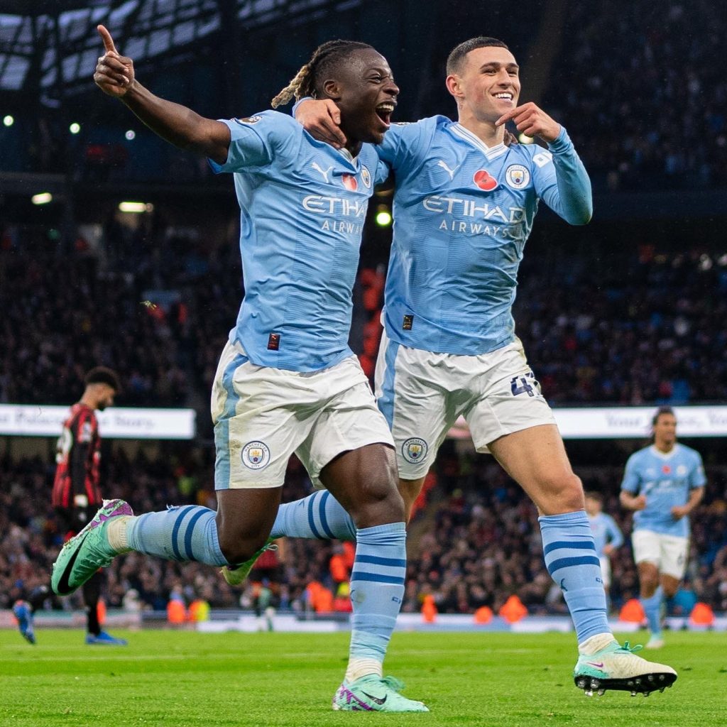 premier-league:-doku-dazzles-as-man-city-move-to-top-with-6-1-win-over-bournemouth