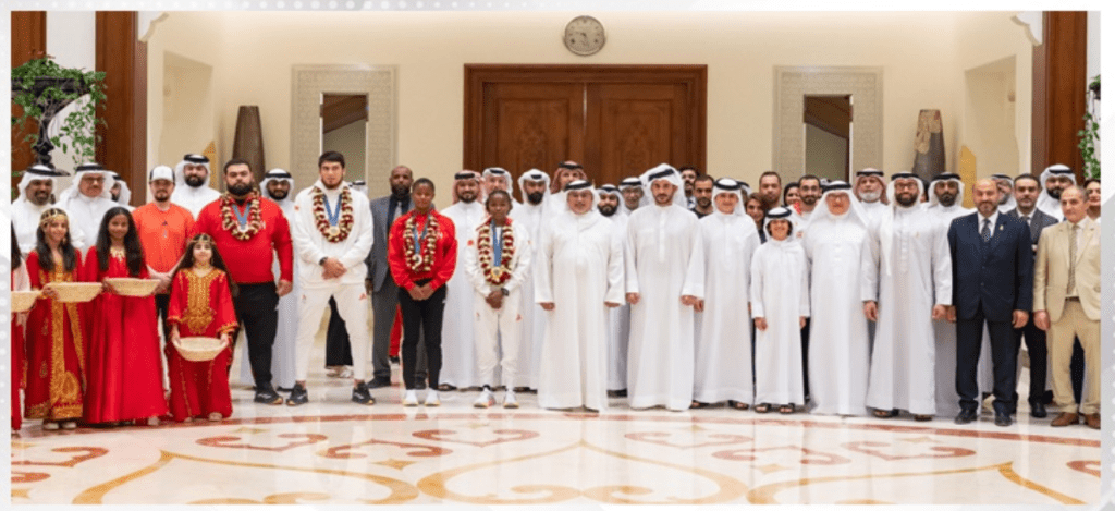 HRH the Crown Prince and Prime Minister receives HH Shaikh Khalid bin Hamad Al Khalifa and the athletes that represented Bahrain at the Paris 2024 Olympics