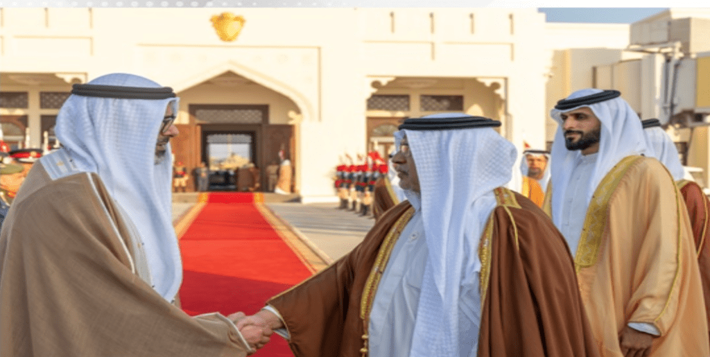 HRH the Crown Prince and Prime Minister bids farewell to the Crown Prince of Abu Dhabi of the United Arab Emirates